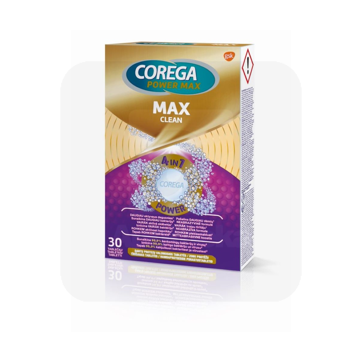 COREGA MAX CLEAN PUHASTUSTABLETID PROTEESIDELE N30 - Изображение товара