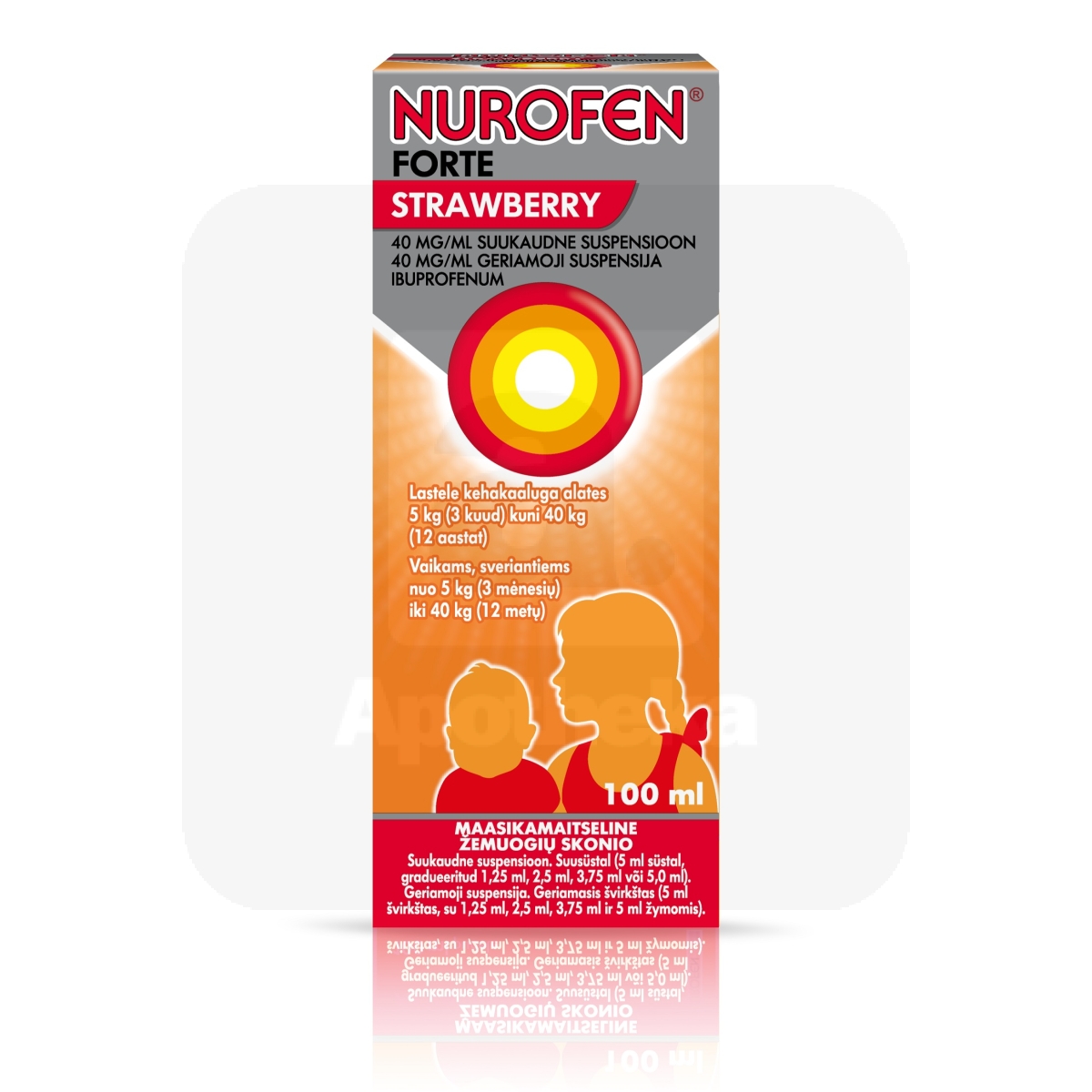 NUROFEN FORTE STRAWBERRY SUUKAUDNE SUSP 40MG/ML 100ML - Изображение товара