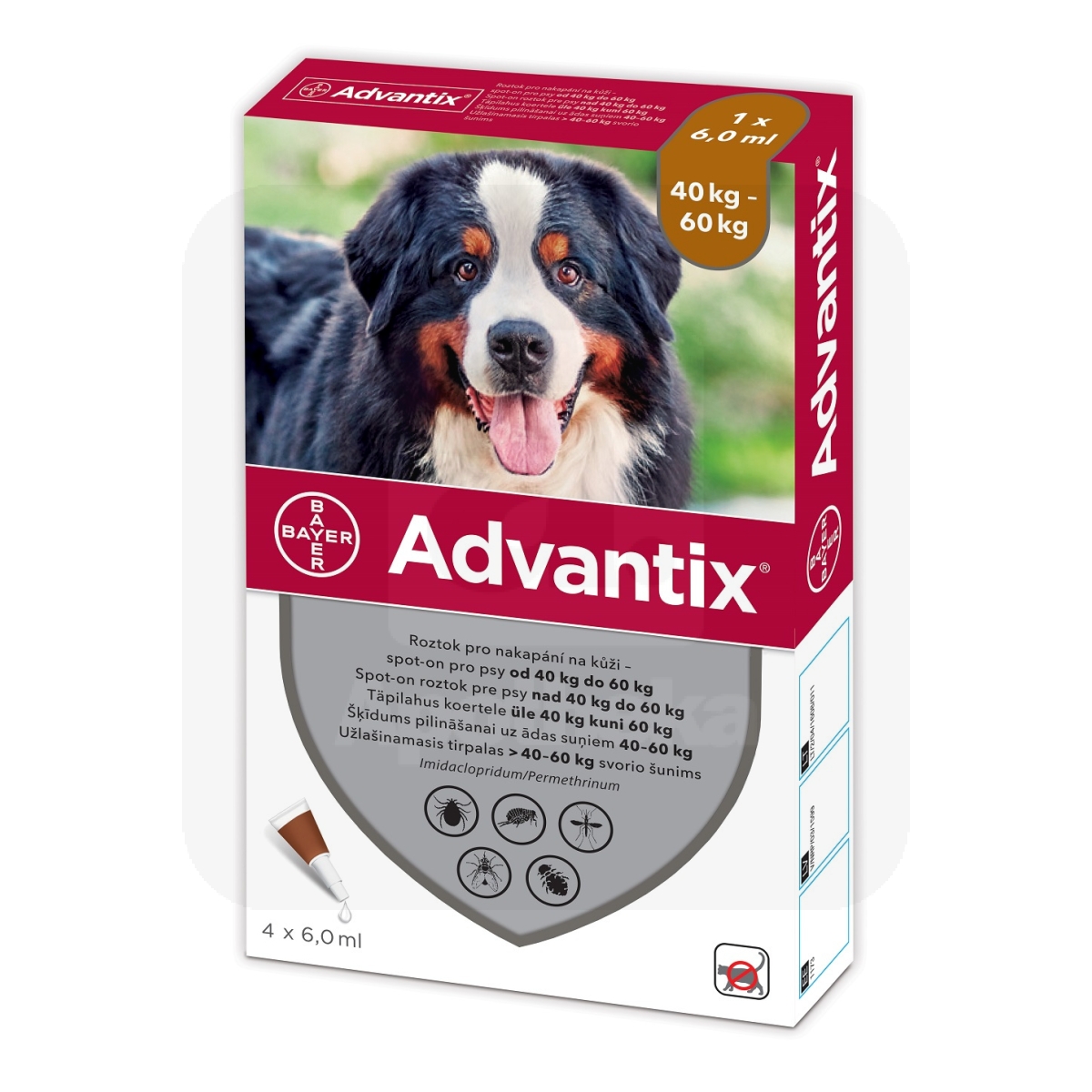 ADVANTIX TÄPILAHUS 500MG+100MG/ML 6,0ML N4 (>40-60KG) - Изображение товара