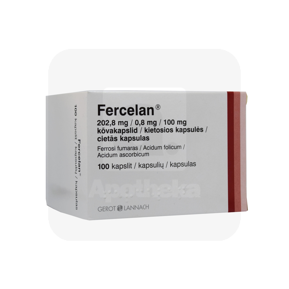 FERCELAN KAPSEL 202,8MG+0,8MG+100MG N100 - Изображение товара