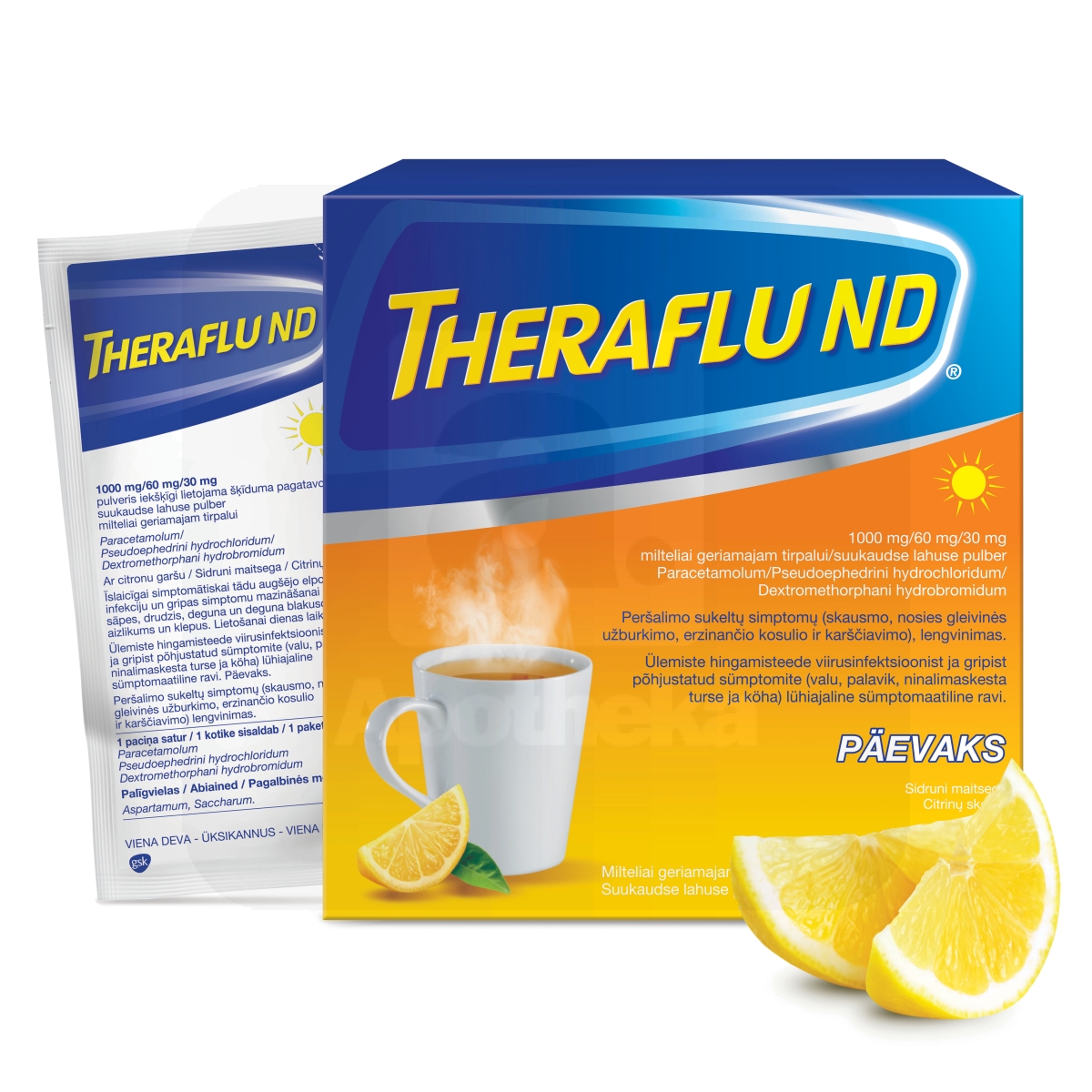 THERAFLU ND 1000MG+60MG+30MG N10 SUUKAUDSE LAHUSE PULBER - Изображение товара