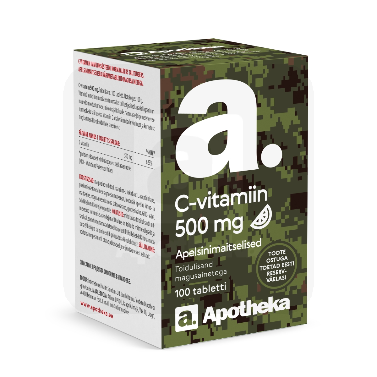 A. C VITAMIIN 500MG NÄRIMISTBL N100 APELSINIMAITSELINE