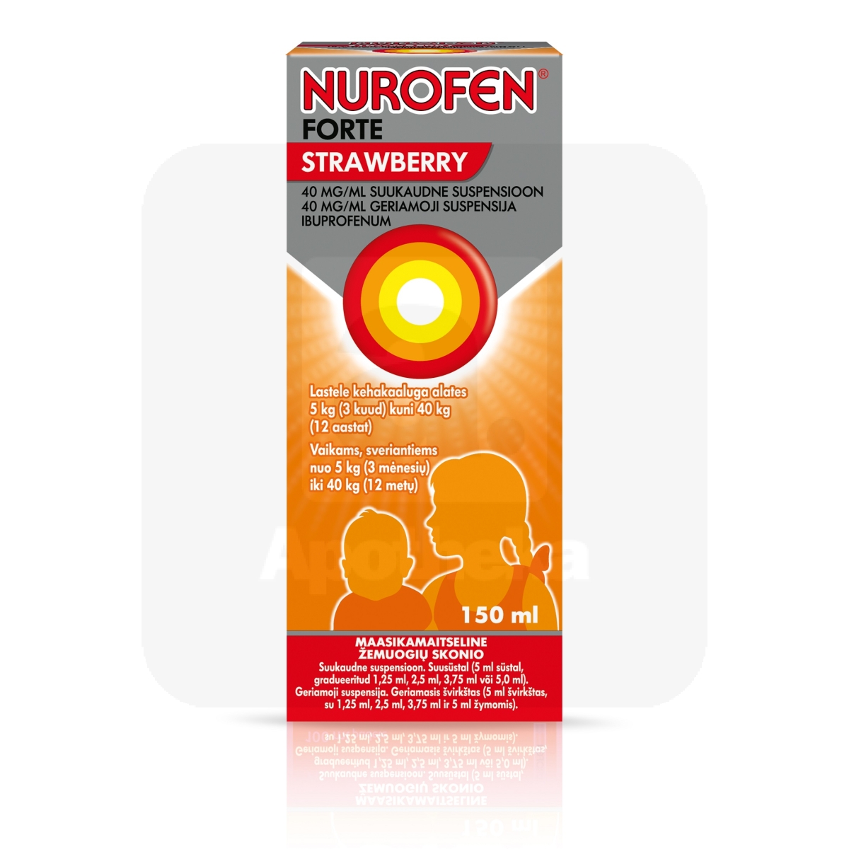 NUROFEN FORTE STRAWBERRY SUUKAUDNE SUSP 40MG/ML 150ML - Изображение товара