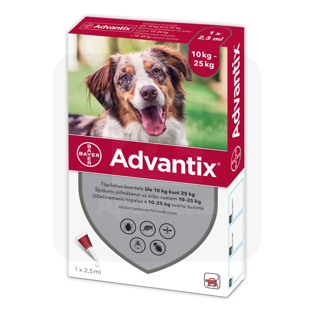 ADVANTIX TÄPILAHUS 500MG+100MG/ML 2,5ML N1 (>10-25KG) - Изображение товара