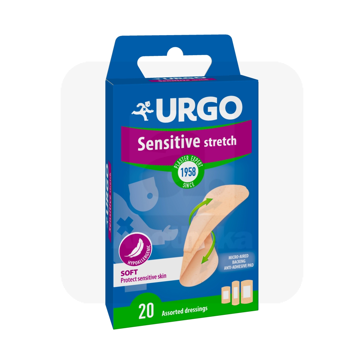 URGO PLAASTER SENSITIVE STRETCH N20 (3 SUURUST) UUS - Изображение товара