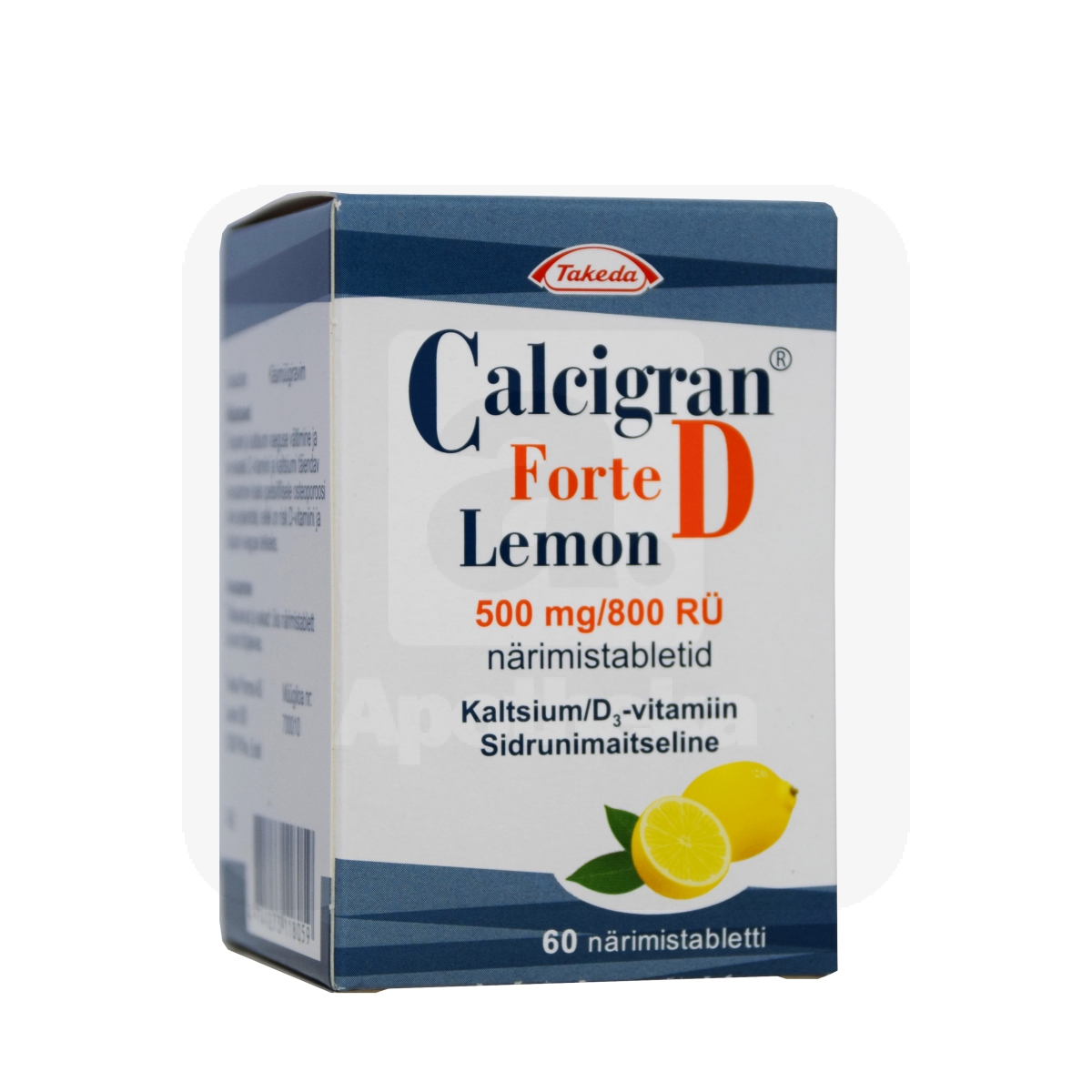 CALCIGRAN FORTE D LEMON NÄRIMISTBL 500MG+800RÜ N60 - Изображение товара