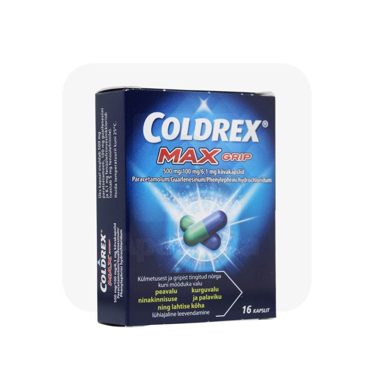 COLDREX MAXGRIP KÕVAKAPSEL  500MG+100MG+6,1MG N16 - Изображение товара