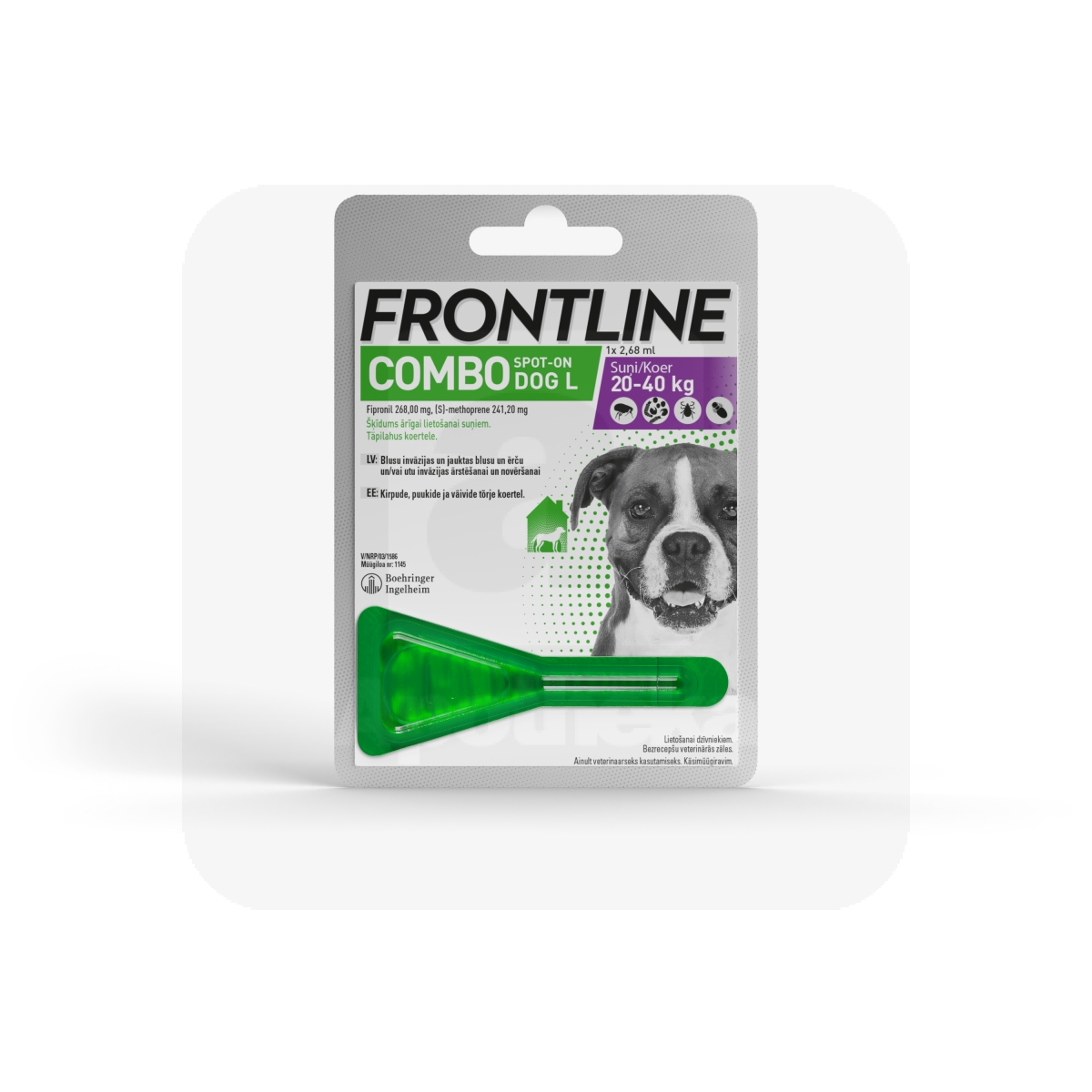 FRONTLINE COMBO DOGS TÄPILAHUS 268MG+241,2MG/2,68ML N1 (20-40KG) - Изображение товара