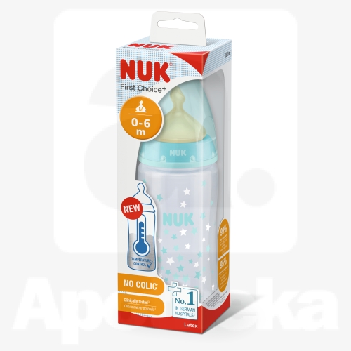 NUK FC+ LUTIPUDEL (LATEKS) 0-6K TEMP.NÄIDIKUGA 300ML