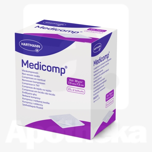 MEDICOMP TAMPOONID STER 7,5X7,5CM N25X2/411072/