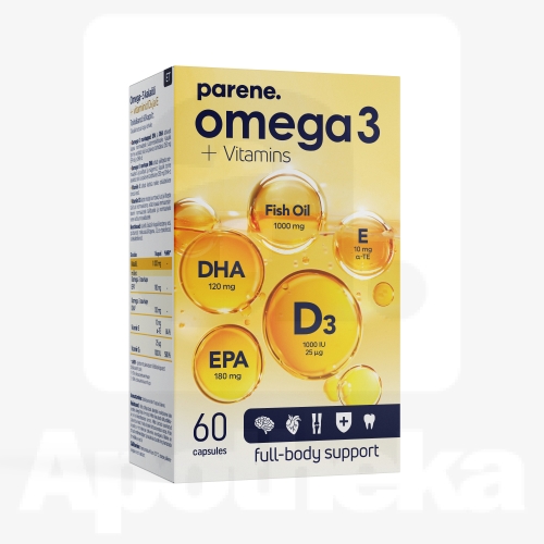 PARENE OMEGA-3 1000MG + D3 25MCG + VIT E 10MG CAPS N60